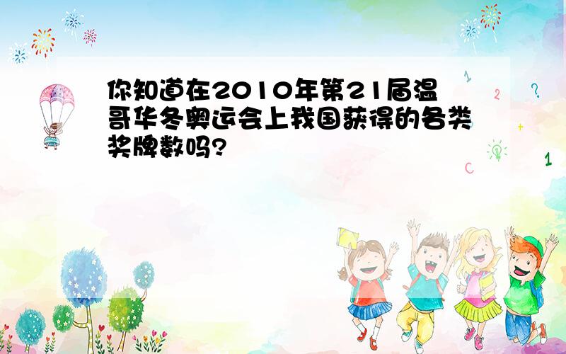 你知道在2010年第21届温哥华冬奥运会上我国获得的各类奖牌数吗?