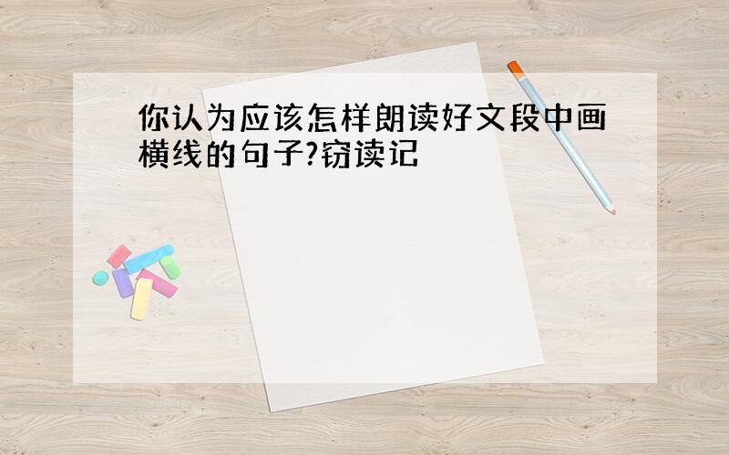 你认为应该怎样朗读好文段中画横线的句子?窃读记