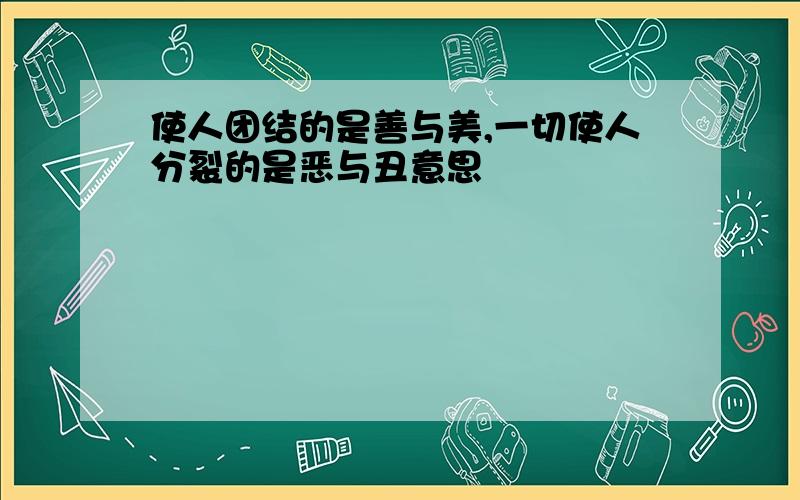 使人团结的是善与美,一切使人分裂的是恶与丑意思