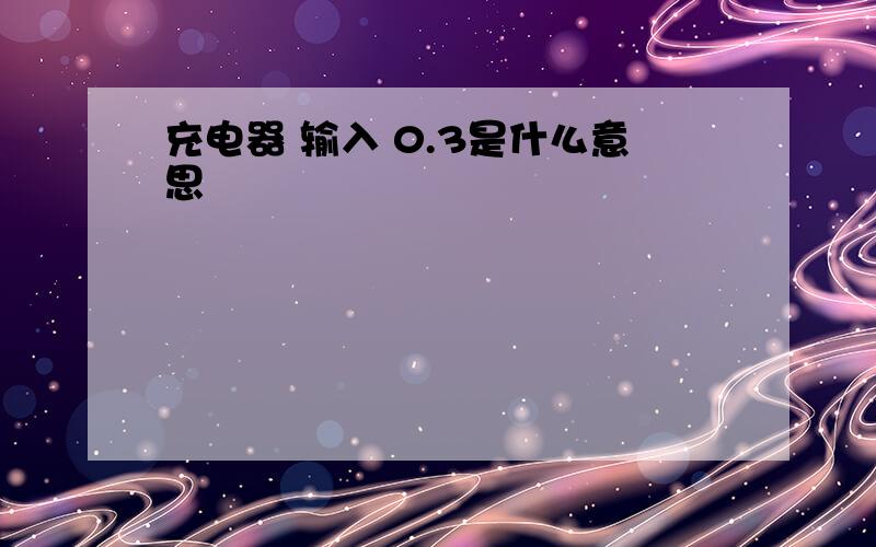 充电器 输入 0.3是什么意思