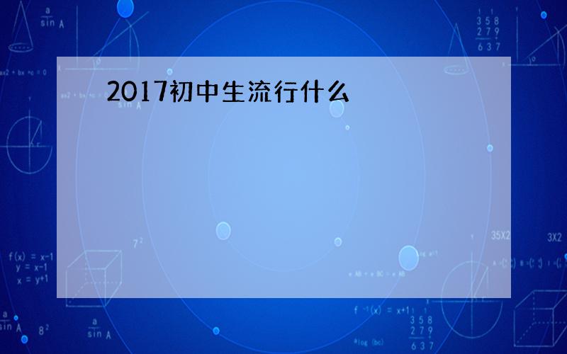 2017初中生流行什么