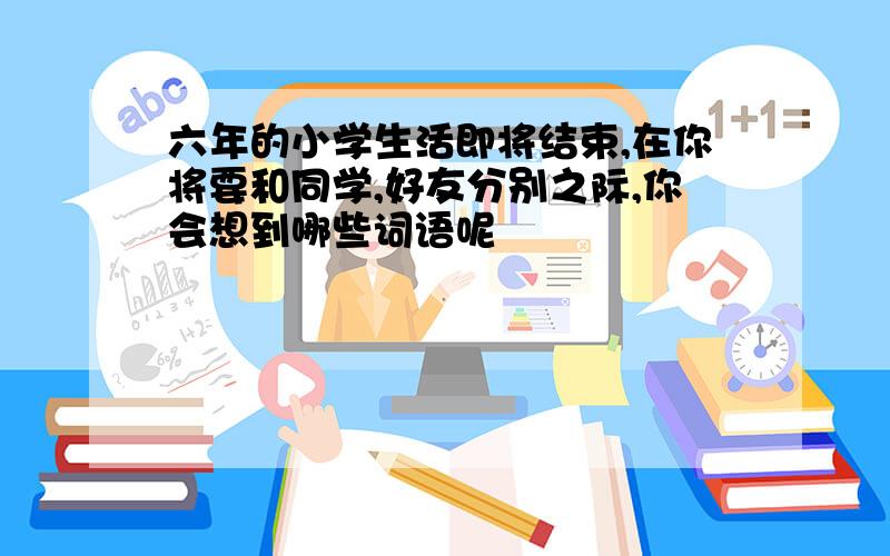 六年的小学生活即将结束,在你将要和同学,好友分别之际,你会想到哪些词语呢