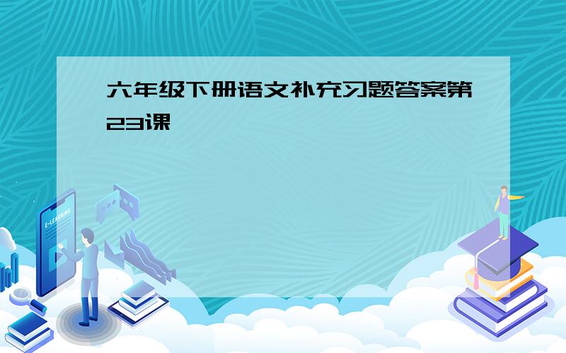 六年级下册语文补充习题答案第23课