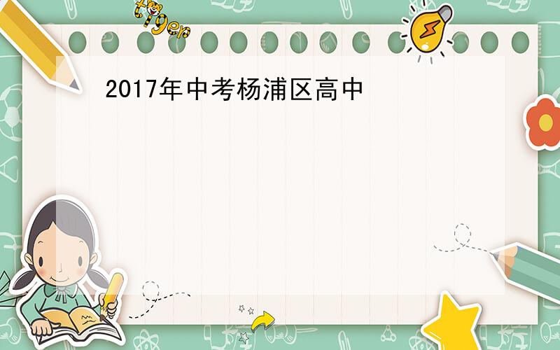 2017年中考杨浦区高中