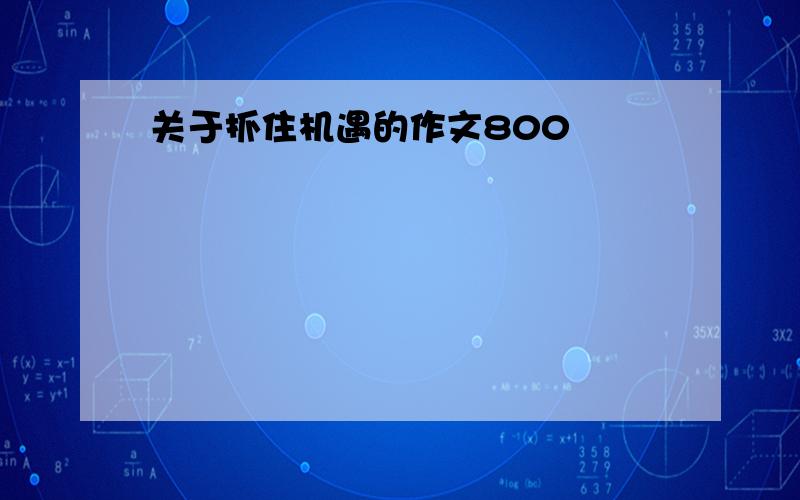 关于抓住机遇的作文800