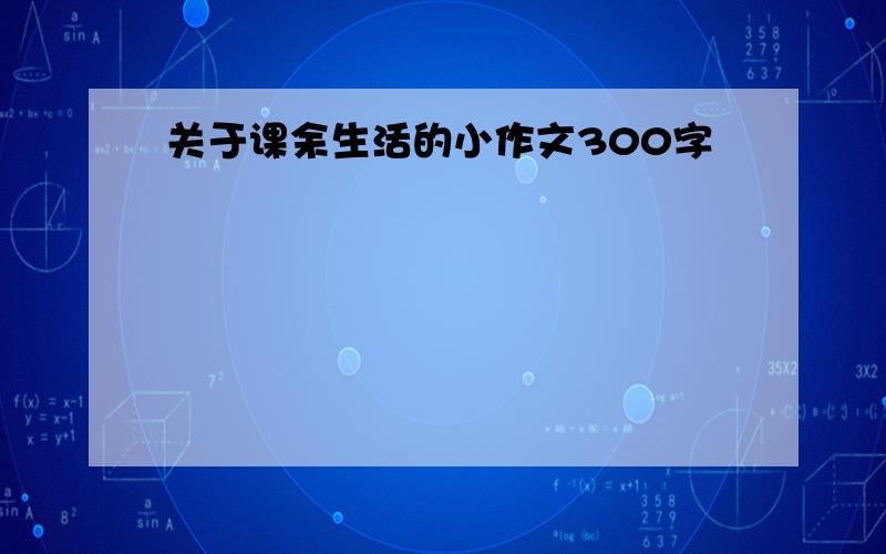 关于课余生活的小作文300字