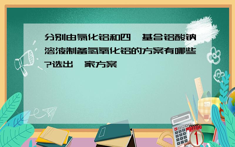 分别由氯化铝和四羟基合铝酸钠溶液制备氢氧化铝的方案有哪些?选出一家方案