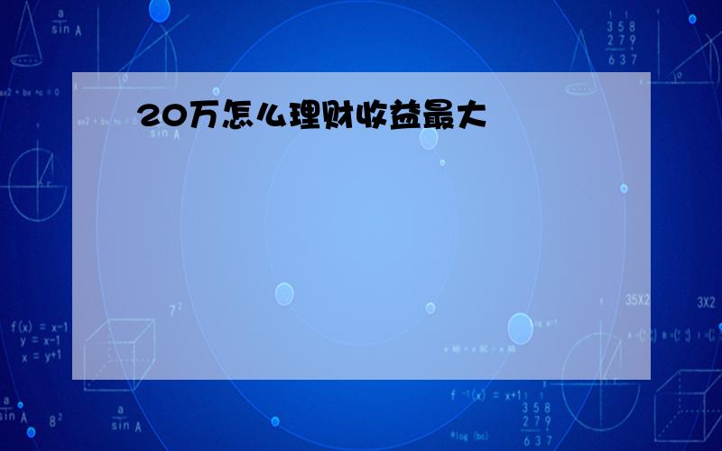 20万怎么理财收益最大