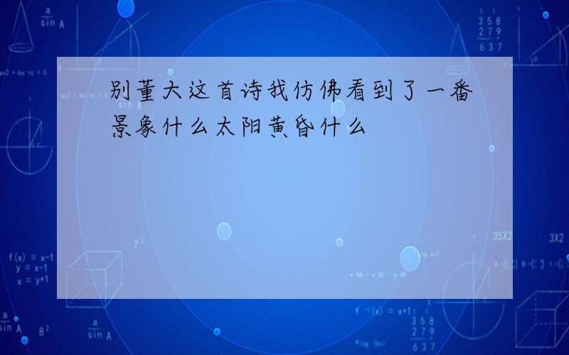 别董大这首诗我仿佛看到了一番景象什么太阳黄昏什么