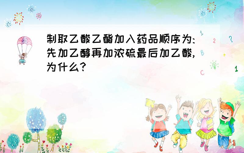 制取乙酸乙酯加入药品顺序为:先加乙醇再加浓硫最后加乙酸,为什么?