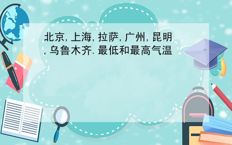 北京,上海,拉萨,广州,昆明,乌鲁木齐.最低和最高气温