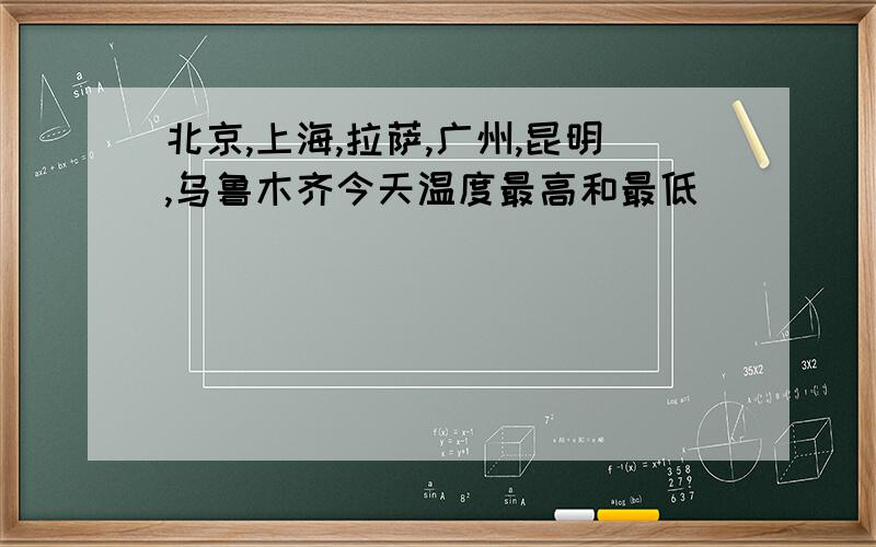 北京,上海,拉萨,广州,昆明,乌鲁木齐今天温度最高和最低