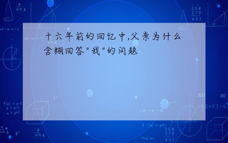 十六年前的回忆中,父亲为什么含糊回答"我"的问题