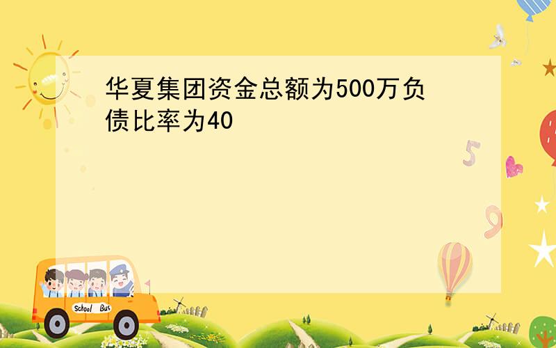 华夏集团资金总额为500万负债比率为40