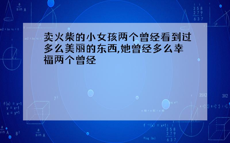 卖火柴的小女孩两个曾经看到过多么美丽的东西,她曾经多么幸福两个曾经