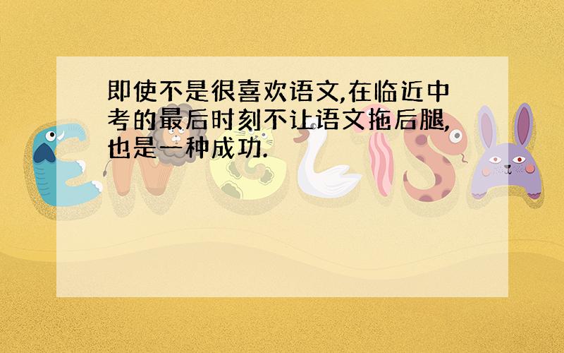 即使不是很喜欢语文,在临近中考的最后时刻不让语文拖后腿,也是一种成功.