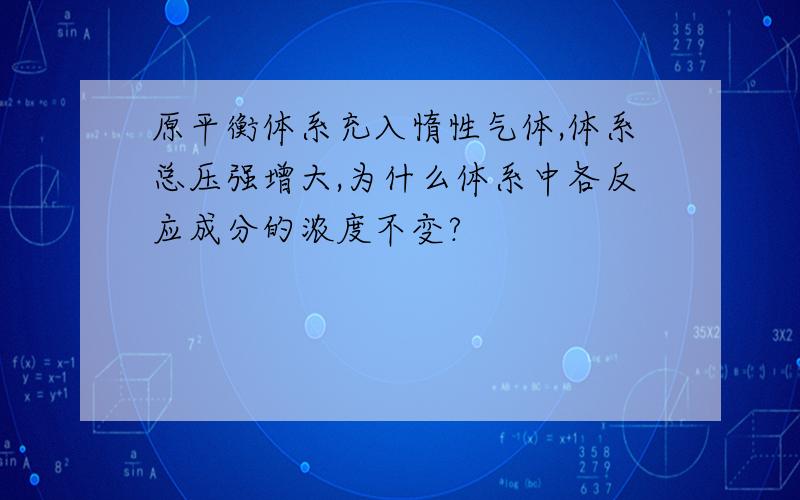 原平衡体系充入惰性气体,体系总压强增大,为什么体系中各反应成分的浓度不变?