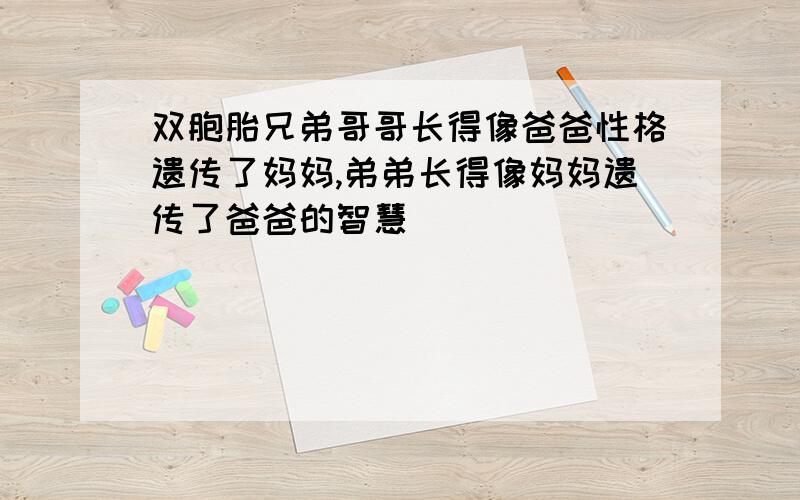 双胞胎兄弟哥哥长得像爸爸性格遗传了妈妈,弟弟长得像妈妈遗传了爸爸的智慧