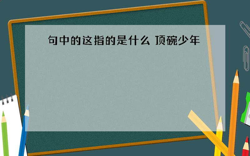 句中的这指的是什么 顶碗少年