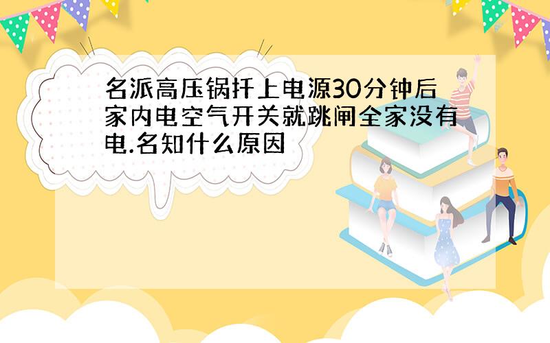 名派高压锅扦上电源30分钟后家内电空气开关就跳闸全家没有电.名知什么原因