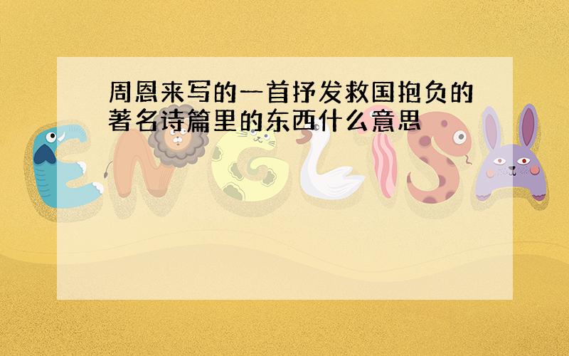 周恩来写的一首抒发救国抱负的著名诗篇里的东西什么意思