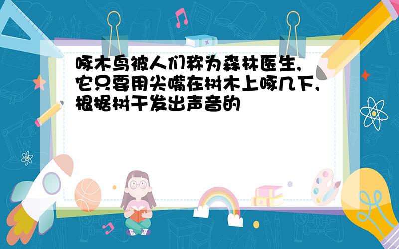 啄木鸟被人们称为森林医生, 它只要用尖嘴在树木上啄几下,根据树干发出声音的