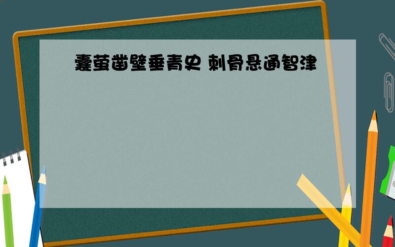 囊萤凿壁垂青史 刺骨悬通智津