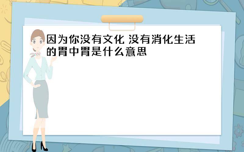 因为你没有文化 没有消化生活的胃中胃是什么意思