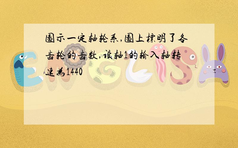 图示一定轴轮系,图上标明了各齿轮的齿数,设轴1的输入轴转速为1440