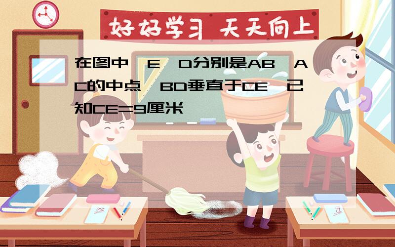 在图中,E,D分别是AB,AC的中点,BD垂直于CE,已知CE=9厘米