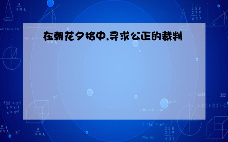 在朝花夕拾中,寻求公正的裁判