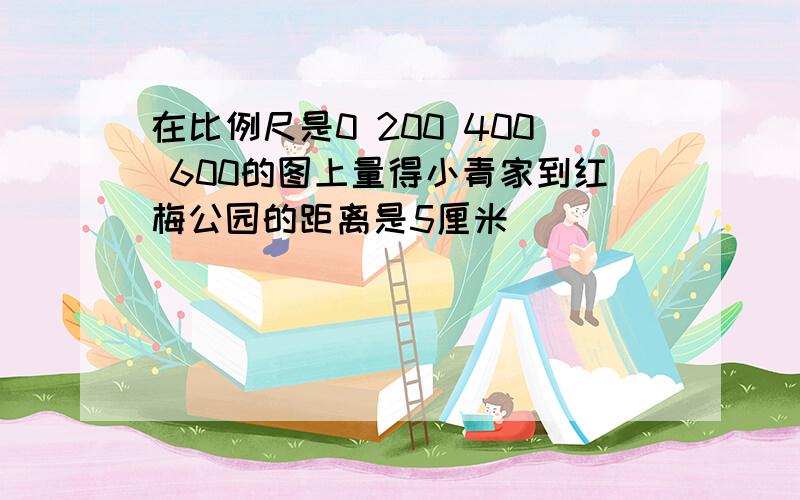 在比例尺是0 200 400 600的图上量得小青家到红梅公园的距离是5厘米