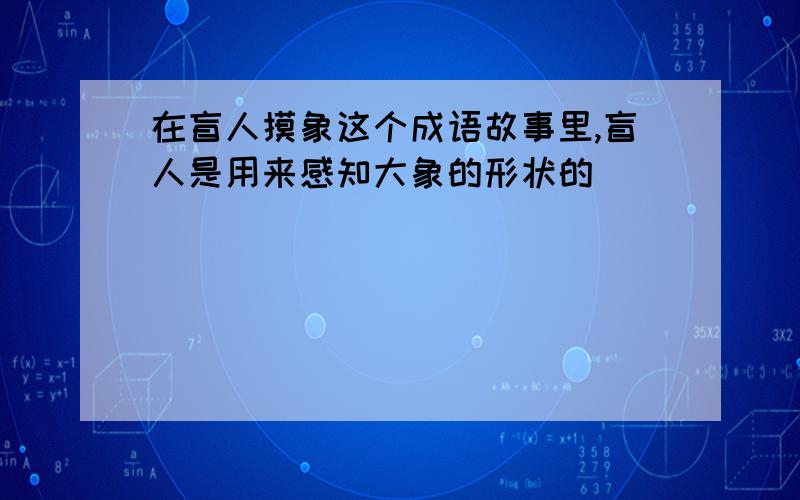 在盲人摸象这个成语故事里,盲人是用来感知大象的形状的