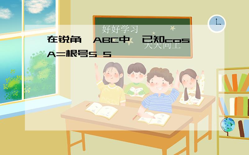 在锐角△ABC中,已知cosA=根号5 5