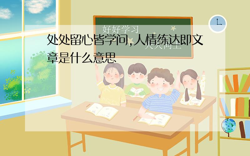 处处留心皆学问,人情练达即文章是什么意思