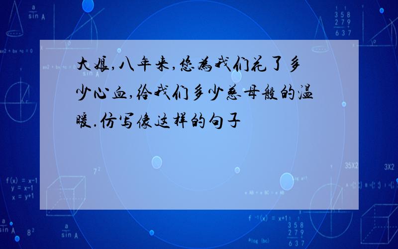 大娘,八年来,您为我们花了多少心血,给我们多少慈母般的温暖.仿写像这样的句子