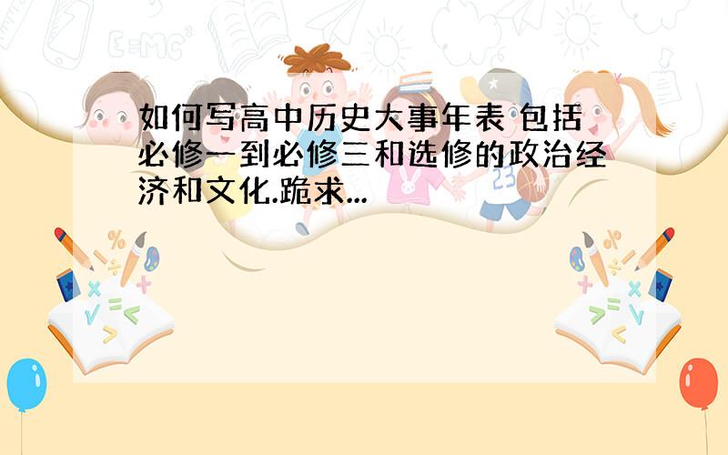 如何写高中历史大事年表 包括必修一到必修三和选修的政治经济和文化.跪求...