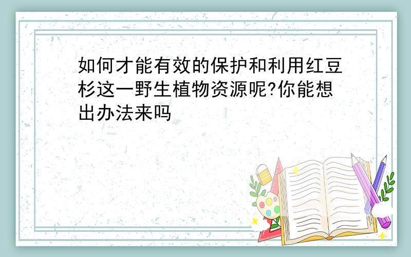 如何才能有效的保护和利用红豆杉这一野生植物资源呢?你能想出办法来吗