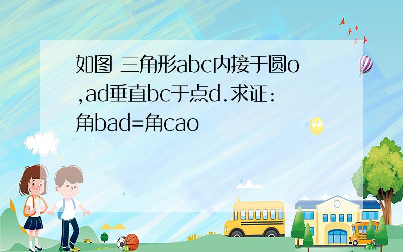 如图 三角形abc内接于圆o,ad垂直bc于点d.求证:角bad=角cao