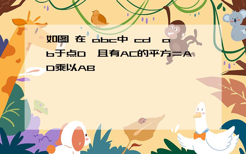 如图 在 abc中 cd⊥ab于点D,且有AC的平方＝AD乘以AB