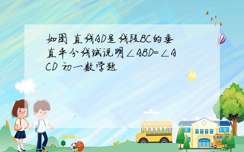 如图 直线AD是线段BC的垂直平分线试说明∠ABD=∠ACD 初一数学题