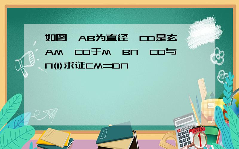 如图,AB为直径,CD是玄,AM⊥CD于M,BN⊥CD与N(1)求证CM=DN