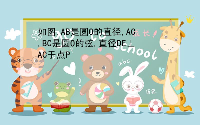 如图,AB是圆O的直径,AC,BC是圆O的弦,直径DE⊥AC于点P