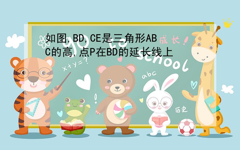 如图,BD,CE是三角形ABC的高,点P在BD的延长线上