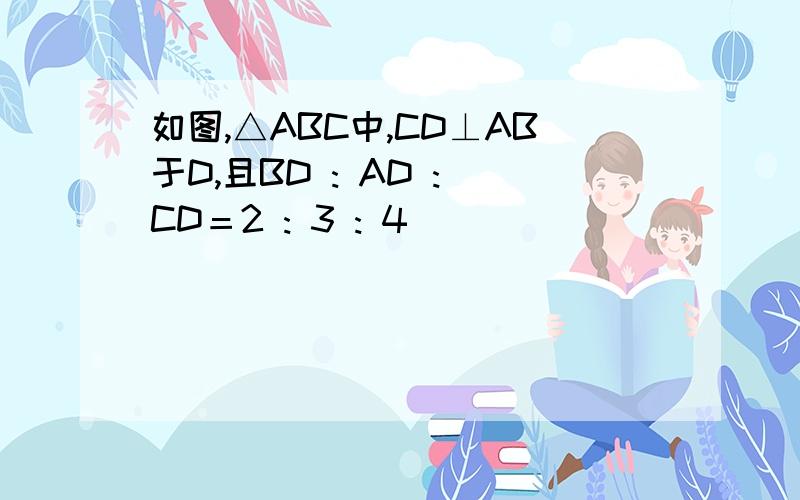 如图,△ABC中,CD⊥AB于D,且BD : AD : CD＝2 : 3 : 4