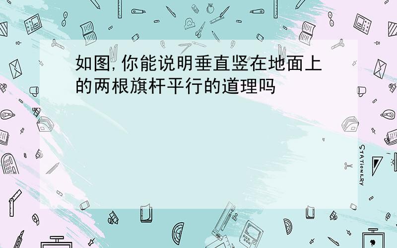 如图,你能说明垂直竖在地面上的两根旗杆平行的道理吗