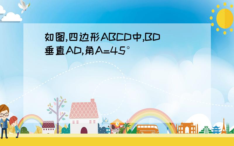 如图,四边形ABCD中,BD垂直AD,角A=45°