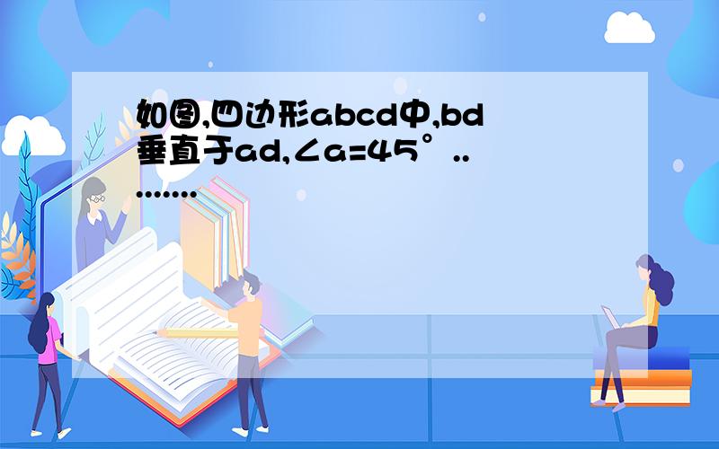 如图,四边形abcd中,bd垂直于ad,∠a=45°.........