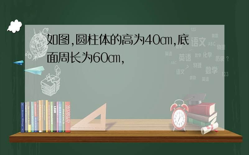 如图,圆柱体的高为40㎝,底面周长为60㎝,