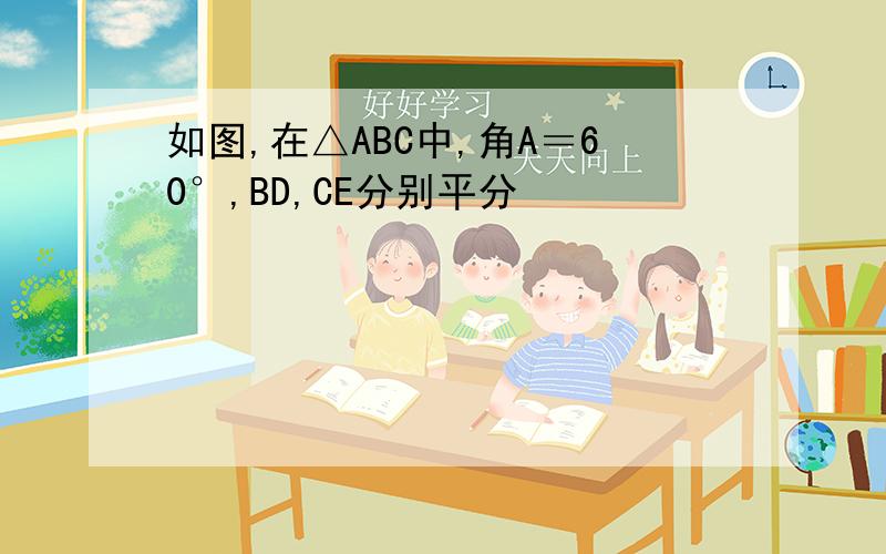 如图,在△ABC中,角A＝60°,BD,CE分别平分